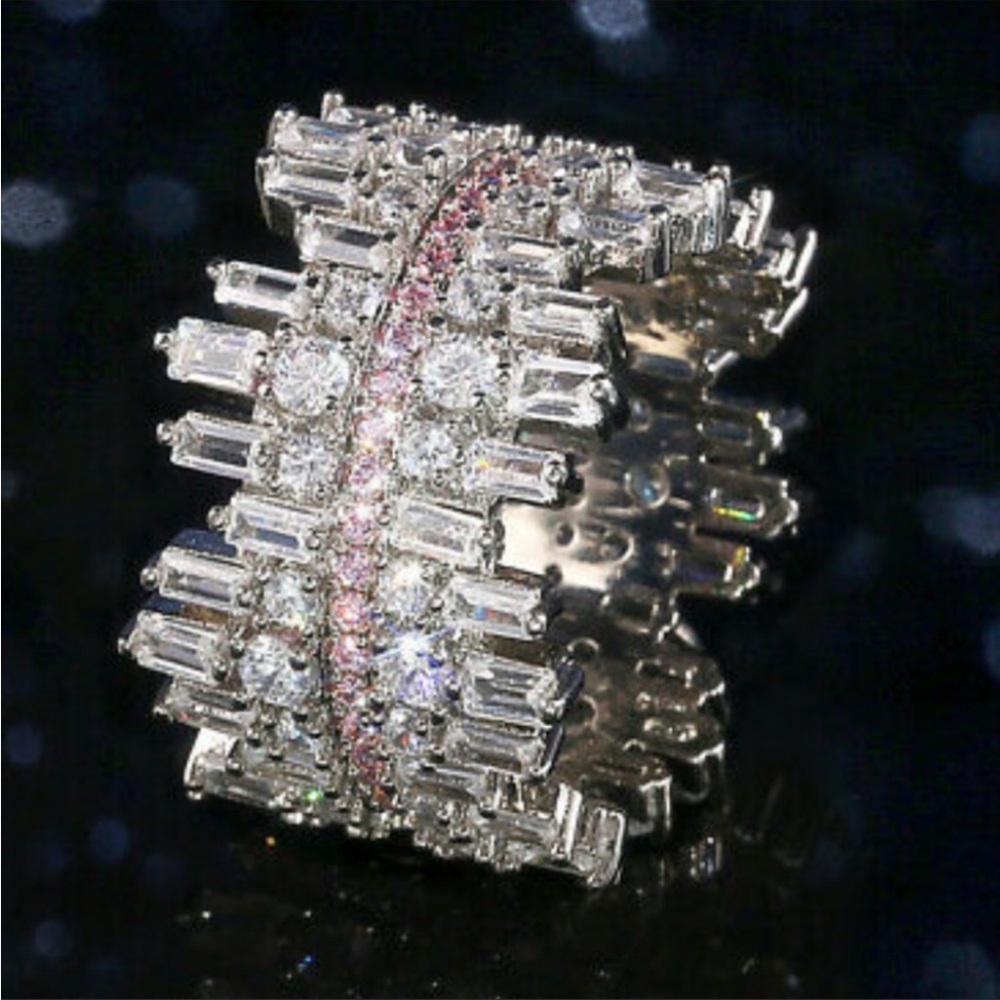 New 925 STERLING SILVER Diamond LUXURY Ring - Picture 4 of 10